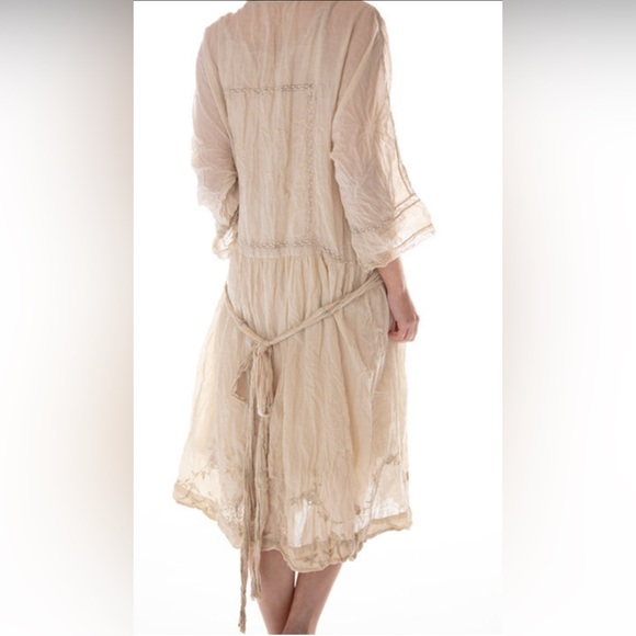 Magnolia Pearl Full Bloom Embroidered Garden Dress. Cotton Silk. Moonlight. NWT. - Picture 4 of 7